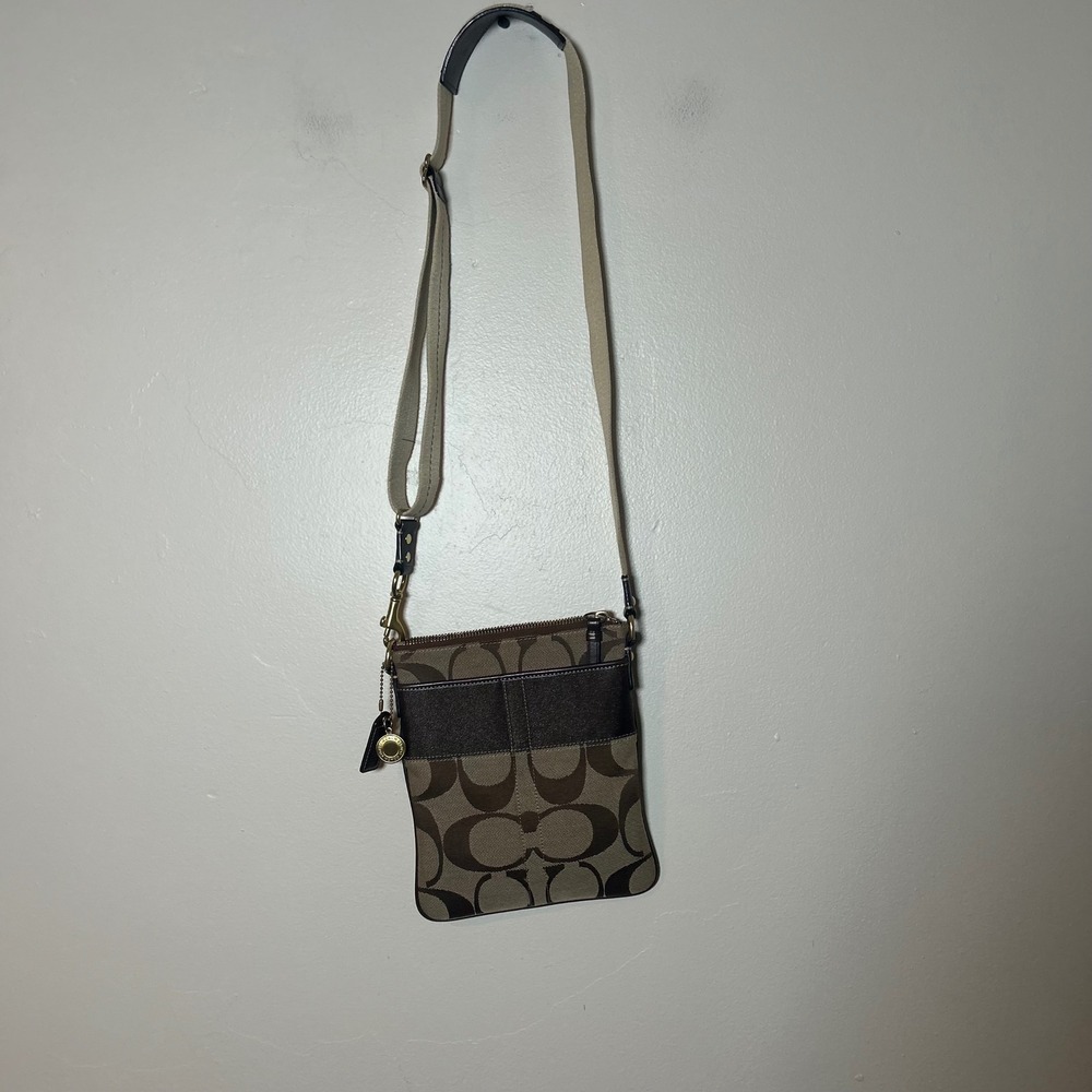 NWOT VINTAGE Y2K Coach Signature File Crossbody Bag Womens Small Brown Monogram - Picture 1 of 6